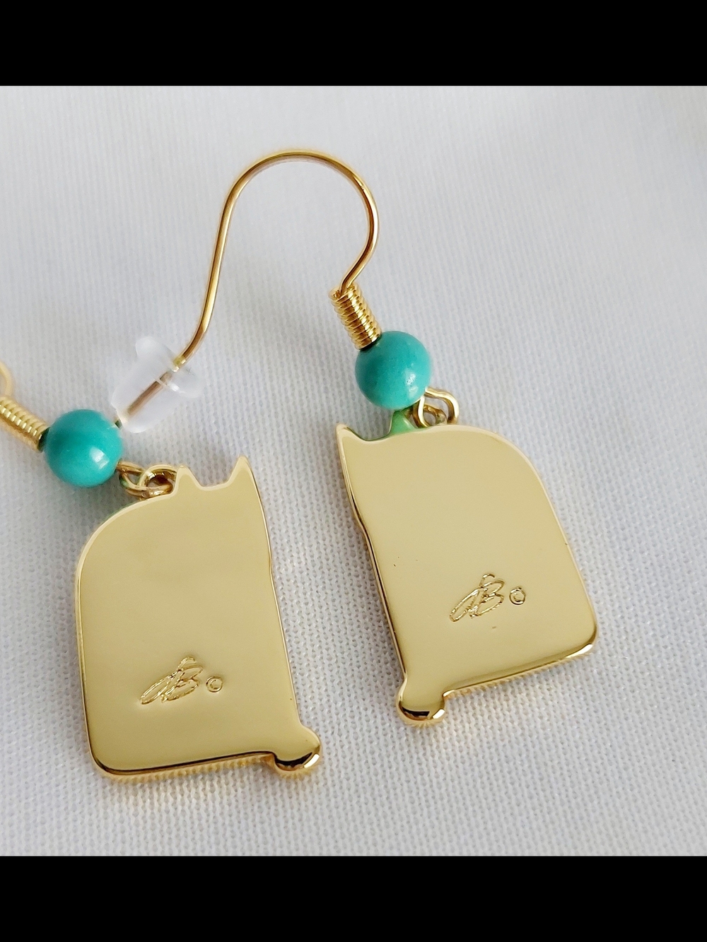 Laurel Burch Cat Earrings Goldtone Enamel NWOT - Picture 2 of 2